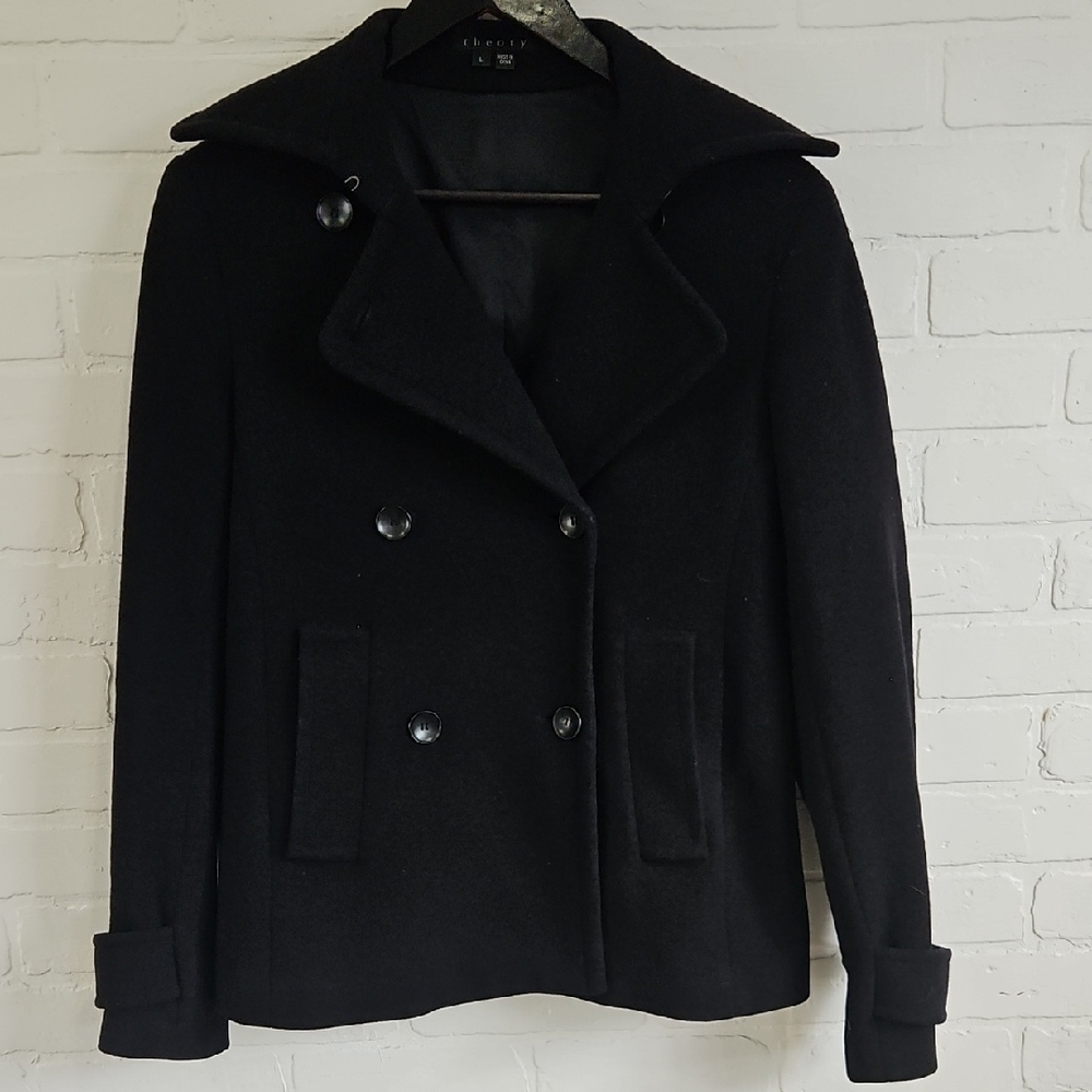 Theory Wool Double-Breasted Pea Coat